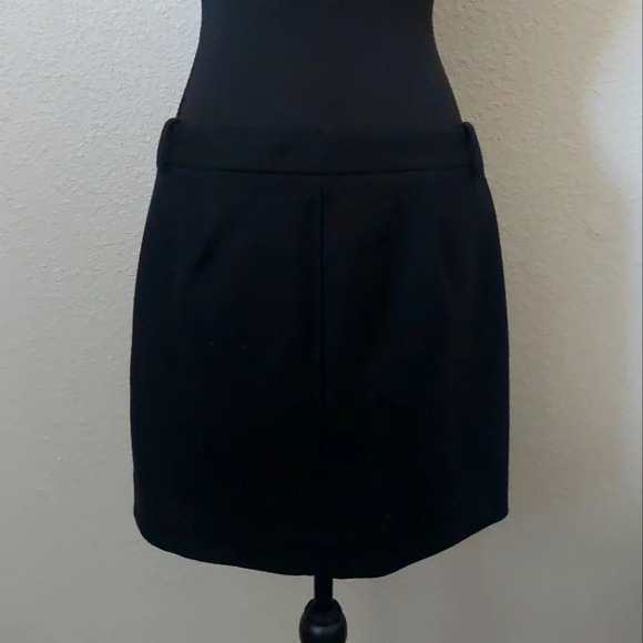 J.Crew wool pencil skirt black- Assymmetrical gold zipper Size 12p New - Picture 4 of 6